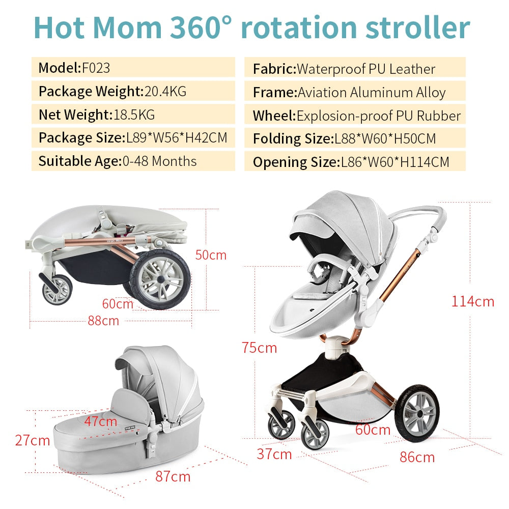 360° Rotating 3-in-1 Stroller