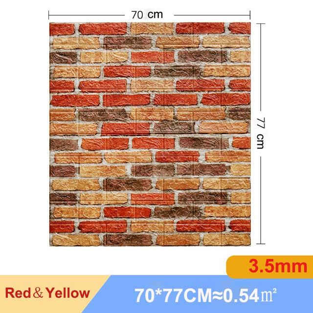 10Pcs 3D Brick Wall Sticker