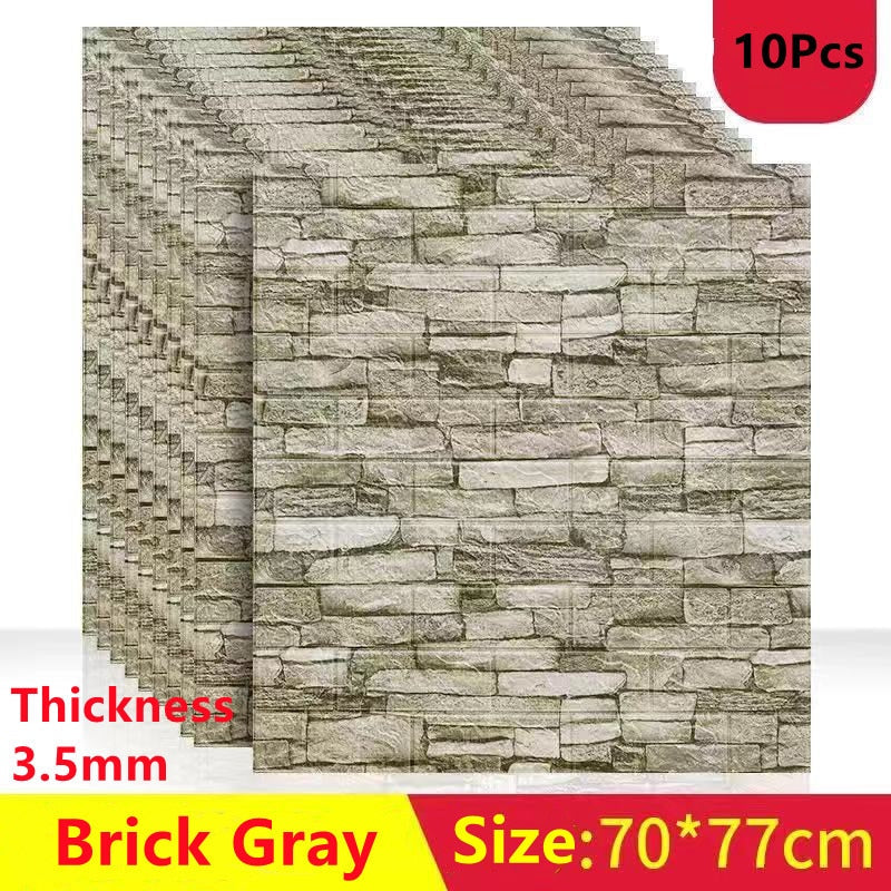 10Pcs 3D Brick Wall Sticker