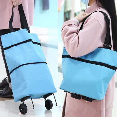 Folding shopping bag trolley